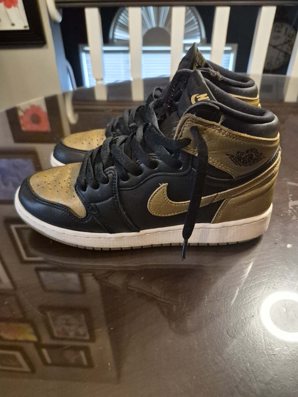 Nike Black & Metallic Gold High-Top Sneakers
